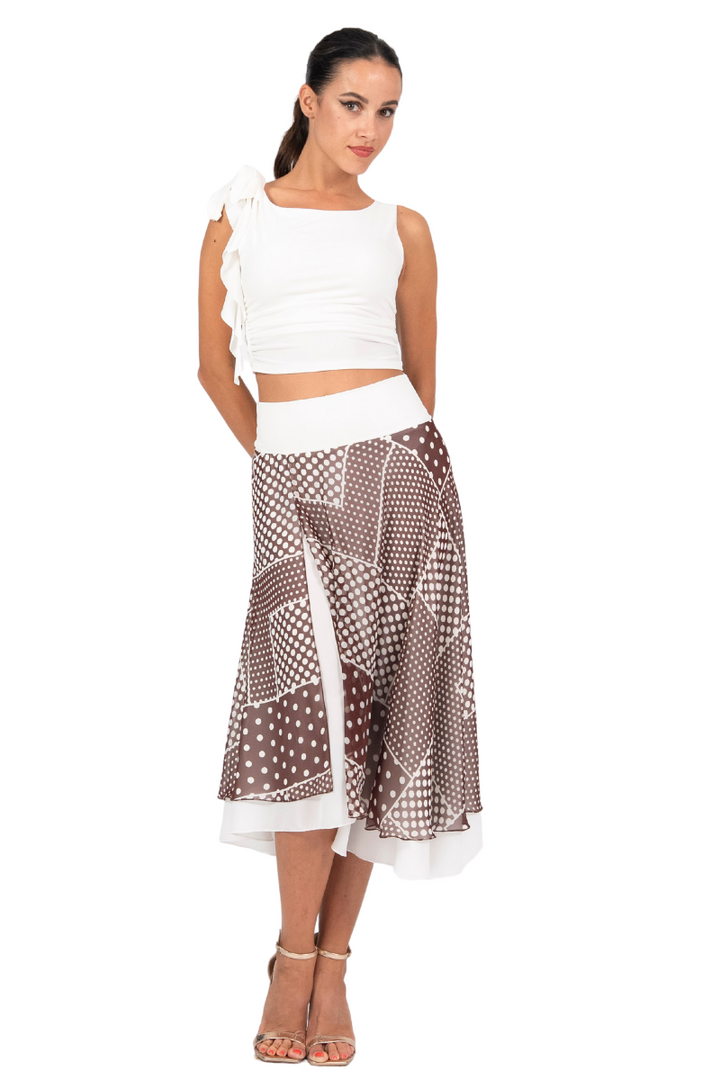 Mixed Polka Dot Two-layer Satin Dance Skirt