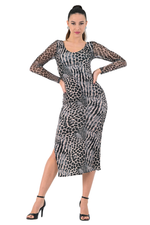 Load image into Gallery viewer, Mixed Animal Print Dress With Mesh Sleeves