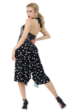 Load image into Gallery viewer, Mixed Polka Dot Halter-neck Tango Dress With Right Slit