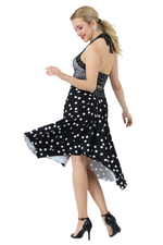 Load image into Gallery viewer, Mixed Polka Dot Halter-neck Tango Dress With Right Slit