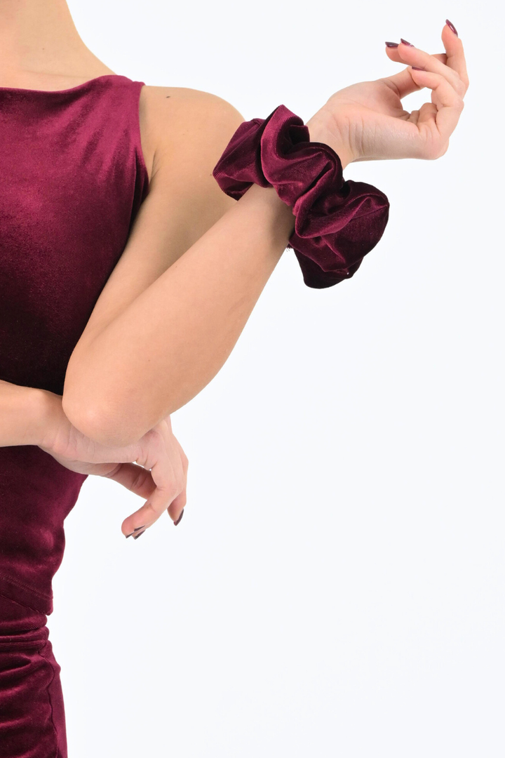 Monochrome Stretch Velvet Scrunchie
