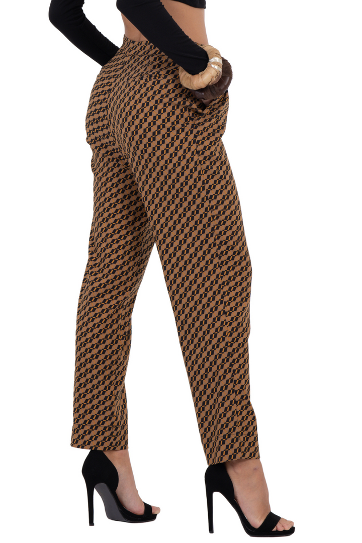 Mustard Geometric Print Tailored Trousers
