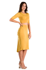 Load image into Gallery viewer, Mustard Yellow Waist Tie Top With Short Sleeves
