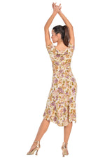 Load image into Gallery viewer, Muted Floral Bodycon Dance Dress With Front Ruffles And Gatherings
