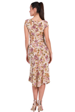 Load image into Gallery viewer, Muted Floral Bodycon Dance Dress With Front Ruffles And Gatherings
