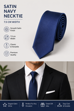 Load image into Gallery viewer, Navy Blue Men's Satin Necktie