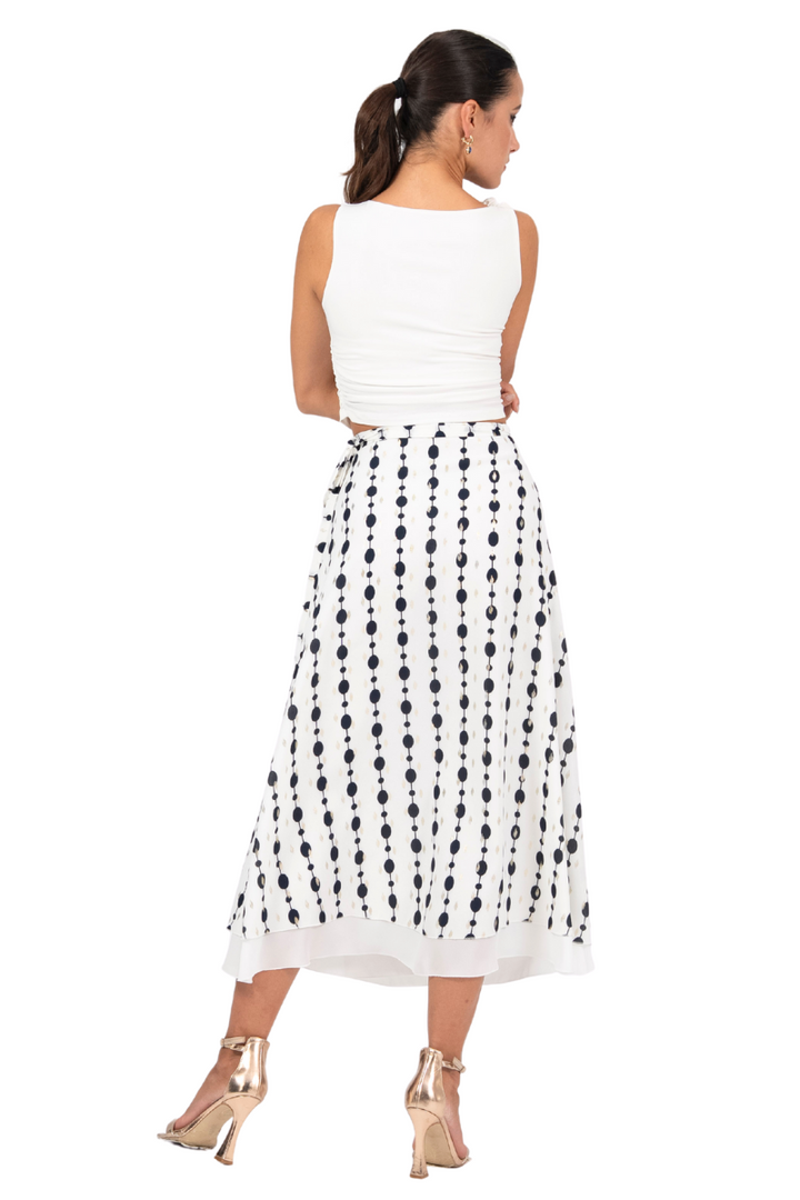 Navy Dotted Two-layer Dance Skirt