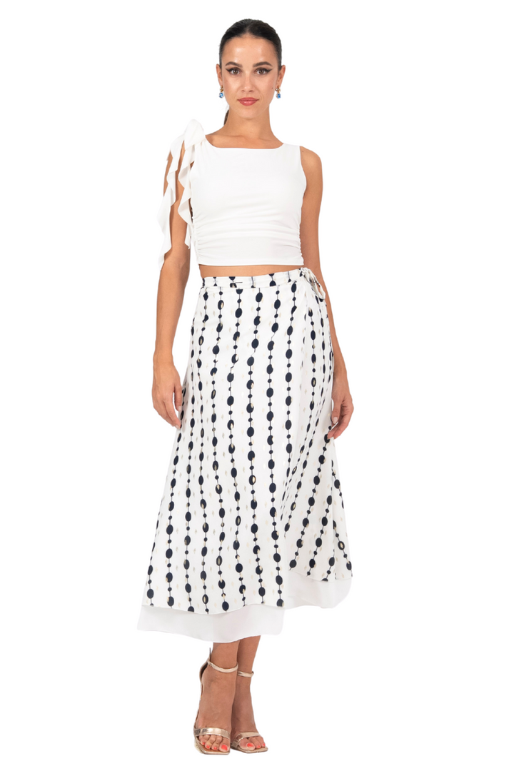 Navy Dotted Two-layer Dance Skirt