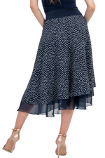 Load image into Gallery viewer, Navy Polka-Dot Print Two-layer Georgette Dance Skirt

