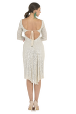 Load image into Gallery viewer, Off-White Sequinned Dress With Keyhole Tie Back
