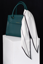 Load image into Gallery viewer, Off-white Satin Diamond Scarf With Black Outline