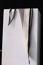 Load image into Gallery viewer, Off-white Satin Diamond Scarf With Thin Black Stripes