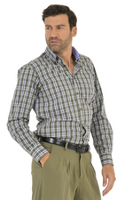 Load image into Gallery viewer, OliveGreenCheckedMen_sCottonShirt_

