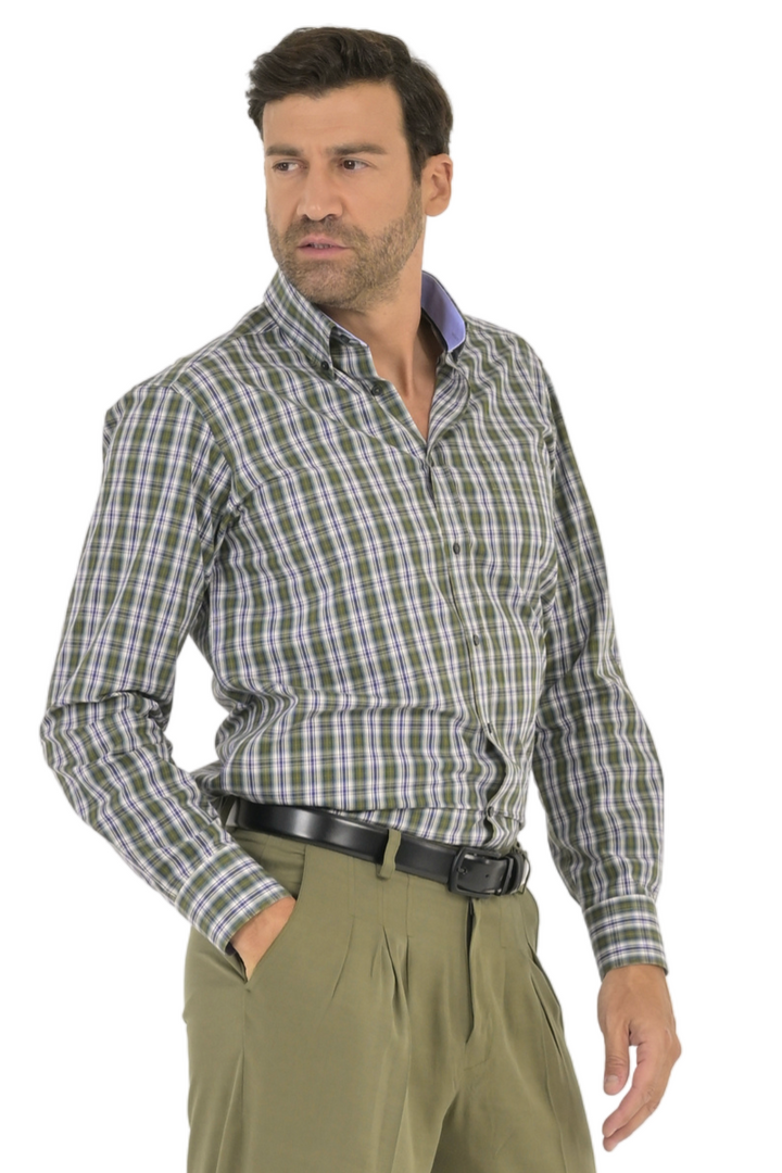 OliveGreenCheckedMen_sCottonShirt_
