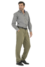 Load image into Gallery viewer, Olive Green Men&#39;s Tango Pants With Three Pleats
