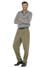 Load image into Gallery viewer, Olive Green Men&#39;s Tango Pants With Three Pleats
