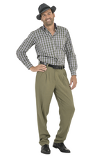 Load image into Gallery viewer, Olive Green Men&#39;s Tango Pants With Three Pleats
