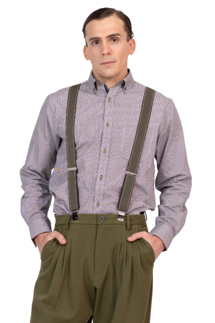 Olive Green Men's Adjustable Suspenders