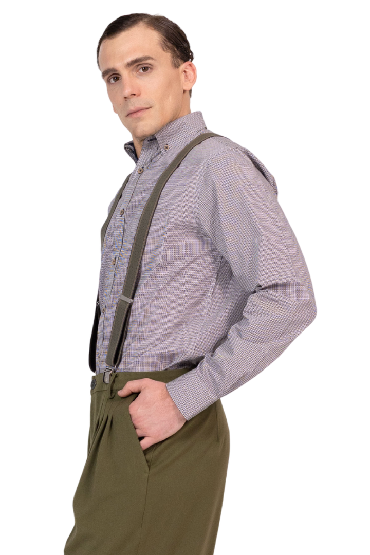 Olive Green Men's Adjustable Suspenders