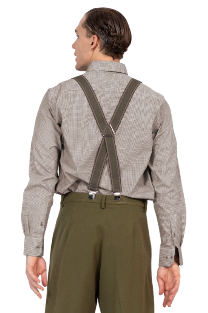 Olive Green Men's Adjustable Suspenders