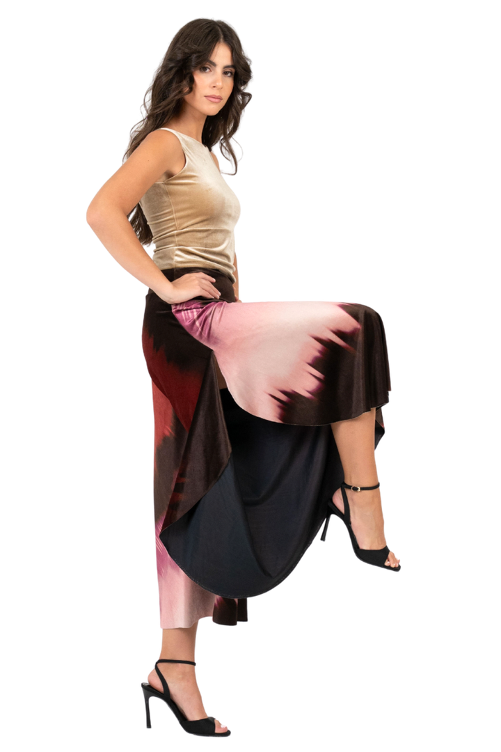 Velvet Floral Print Wide-Leg Tango Pants (S,M)