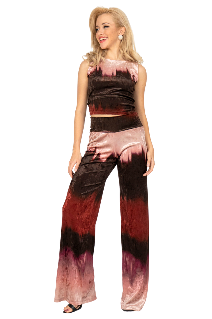 Ombré Velvet Wide Leg Pants