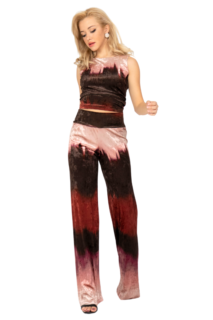 Ombré Velvet Wide Leg Pants