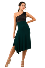 Load image into Gallery viewer, One-Shoulder Dress With Side Draping And Black Tulle Top
