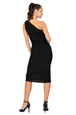 Load image into Gallery viewer, One-Shoulder Shimmering Dress with Metallic Detail