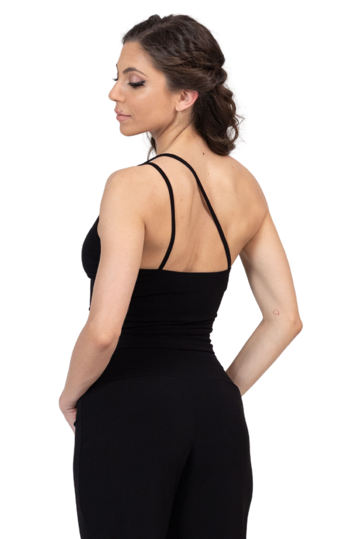 One-Shoulder Tango Crop Top With Metallic Detail