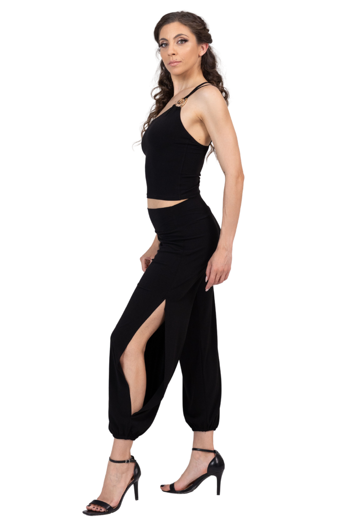 One-Shoulder Tango Crop Top With Metallic Detail