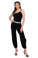 Load image into Gallery viewer, One-Shoulder Tango Crop Top With Metallic Detail