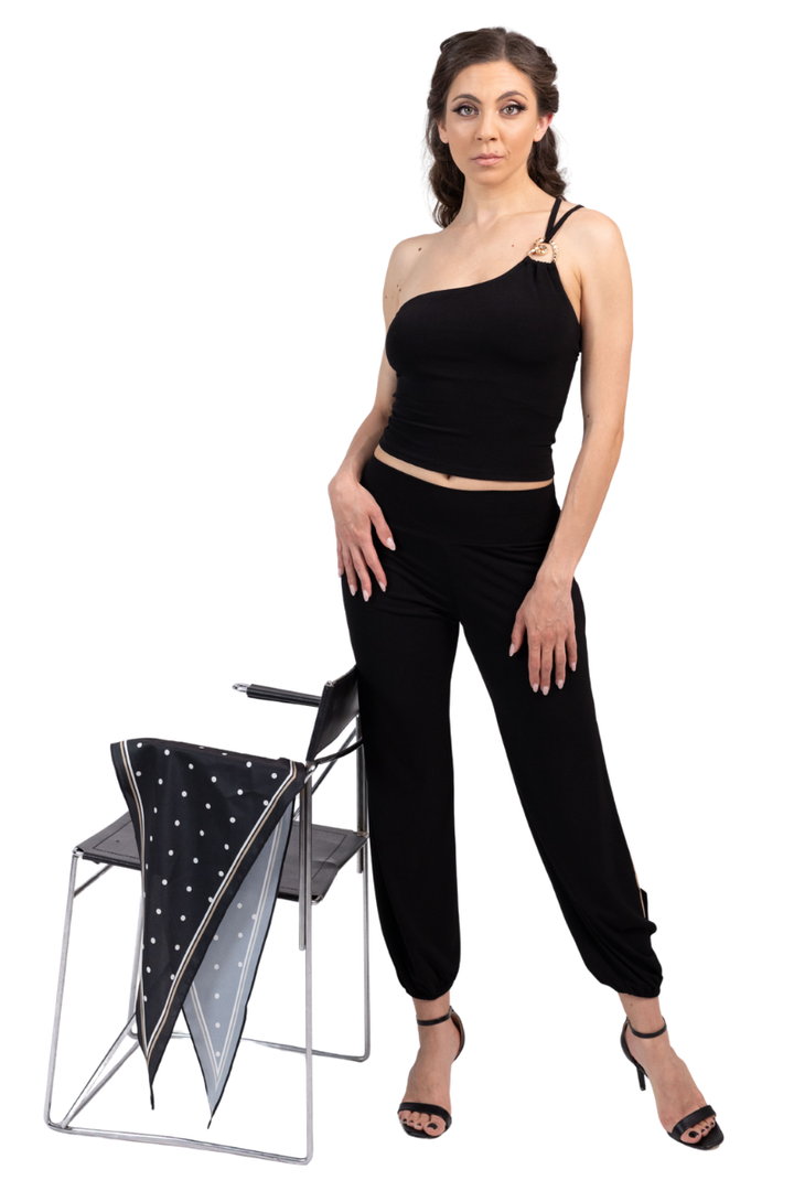 One-Shoulder Tango Crop Top With Metallic Detail