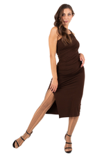 Load image into Gallery viewer, One-Shoulder Tango Dress with Gold Floral Detail
