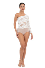 Load image into Gallery viewer, One-Sleeve Floral Lace Bodysuit