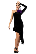 Load image into Gallery viewer, One-Sleeve Tango Dress with Assymetric Ruffled Skirt