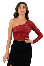 Load image into Gallery viewer, One-shoulder Lace Milonga Top
