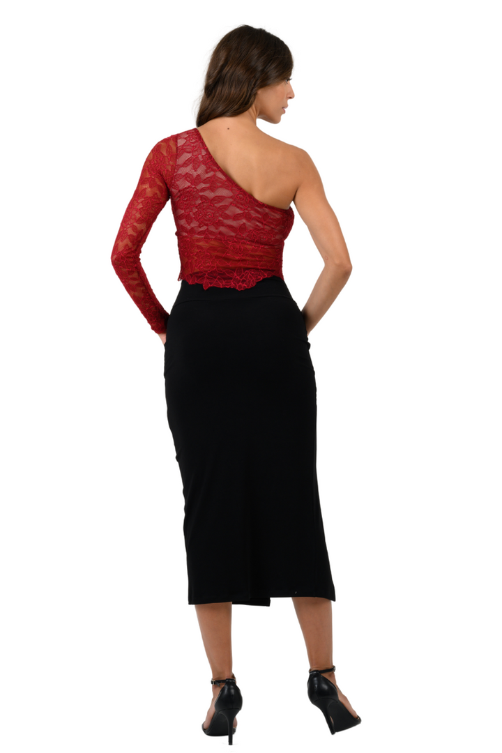 One-shoulder Lace Milonga Top