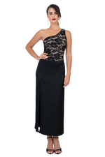 Load image into Gallery viewer, One-shoulder Lace &amp; Satin Dance Dress