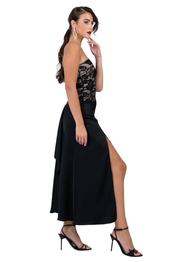 One-shoulder Lace & Satin Dance Dress