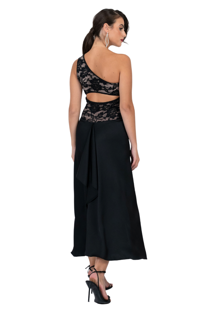 One-shoulder Lace & Satin Dance Dress