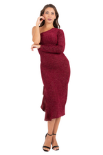 Load image into Gallery viewer, One-sleeve Sparkling Tango Dress With Ruffles
