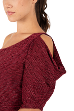 Load image into Gallery viewer, One-sleeve Sparkling Top With Cutout Sleeve
