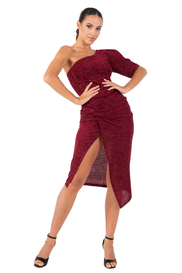 One-sleeve Sparkling Top With Cutout Sleeve