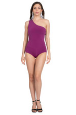 Load image into Gallery viewer, One Shoulder Bodysuit With Decorative Strappy Back
