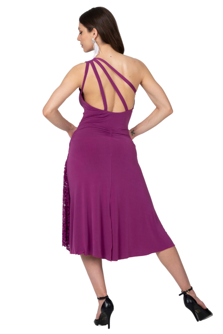 One Shoulder Bodysuit With Decorative Strappy Back
