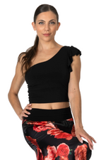 Load image into Gallery viewer, One Shoulder Crop Top With Ruffles
