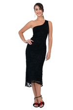 Load image into Gallery viewer, One Shoulder Lace Keyhole Back Dress