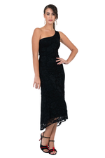 Load image into Gallery viewer, One Shoulder Lace Keyhole Back Dress