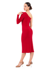 Load image into Gallery viewer, One Shoulder Midi Dress With Side Ruffles
